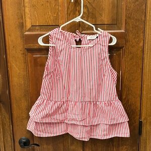 Vineyard Vines Red and White Striped Sleeveless Blouse